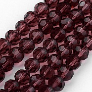 Transparent Glass Bead Strands, Imitate Austrian Crystal, Faceted(32 Facets), Round, Purple, 10mm, Hole: 1mm, about 72pcs/strand, 25~27 inch(GLAA-G013-10mm-59)