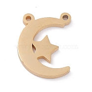 Vacuum Plating 304 Stainless Steel Pendants, Moon with Star, Golden, 13x10x1mm, Hole: 1mm(STAS-A053-01G)