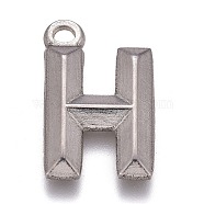 Tarnish Resistant 304 Stainless Steel Pendants, Alphabet, Letter.H, 16x10x2mm, Hole: 1.5mm(STAS-H119-01P-H)