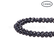 Natural Black Spinel Beads Strands, Faceted, Round, 2mm, Hole: 0.5mm, about 165~180pcs/strand, 15.5 inch, 2strands/box, Square Plastic Bead Storage Container: 5.4x5.3x2cm(G-PH0034-13)