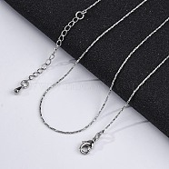 Brass Cardano Chain Necklaces for Women, With 304 Stainless Steel Lobster Clasp, Rack Plating, Lead Free & Cadmium Free, Long-Lasting Plated, Platinum, 17.91x0.04 inch(45.5x0.1cm)(NJEW-D302-02P)