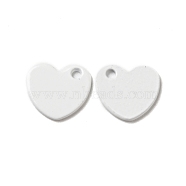 Spray Painted 201 Stainless Steel Charms, Heart Charm, White, 10x9x1mm, Hole: 1.4mm(STAS-G304-25B)