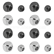 304 Stainless Steel Beads, Cube, Gunmetal & Stainless Steel Color, 4x4x4mm, hole: 2.5mm, 6x6x6mm, hole: 3mm, 40pcs/box(STAS-UN0005-38)