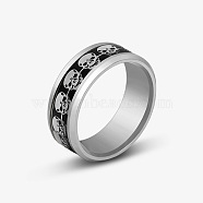 Stainless Steel Skull Finger Rings, Gothic Punk Jewelry for Men Women, Black, US Size 11(20.6mm)(SKUL-PW0002-025F-01P)