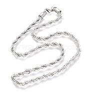 304 Stainless Steel Rope Chain Necklaces, with Lobster Claw Clasps, Stainless Steel Color, 19.7 inch(50cm), 5.8mm(NJEW-F226-03P-10)