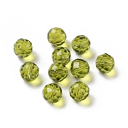 K9 Glass Imitation Austrian Crystal Beads, Faceted, Round, Olive, 10mm, Hole: 1mm(GLAA-H024-17C-15)