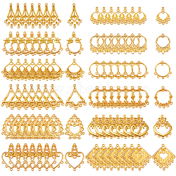 96Pcs 12 Styles Alloy Chandelier Component Links, with Loops, Golden, Mixed Shapes, 30~43x21.5~37mm, 8pcs/style(FIND-PH0026-57)