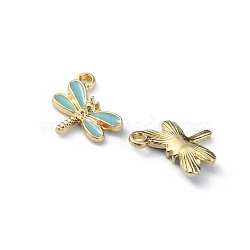 Alloy Enamel Pendants, Light Gold, Dragonfly, Sky Blue, 14x15.5x2.5mm, Hole: 1.8mm(ENAM-CJC0006-39C)