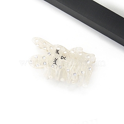 Rabbit Cellulose Acetate Claw Hair Clips, Rhinestones Hair Accessories for Women & Girls, Snow, 65x32x47mm(PW-WG73064-02)