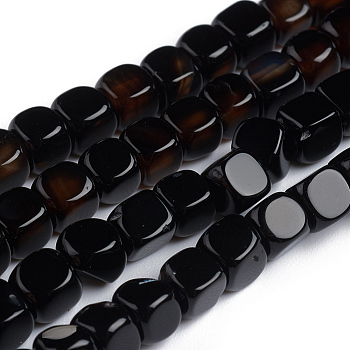 Natural Black Onyx Beads Strands, Dyed & Heated, Cube, Grade AB, 5x5x5mm, Hole: 0.7mm, about 75pcs/strand, 14.76 inch(37.5cm)