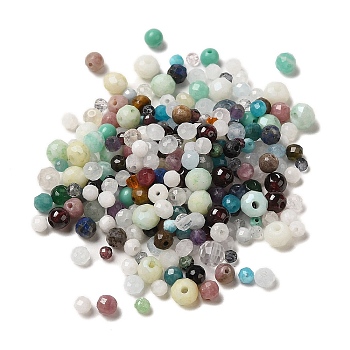 Natural Mixed Gemstone Beads, Faceted, Round, Mixed Dyed and Undyed, 2~4x2~4mm, Hole: 0.7~1mm, about 20g/bag