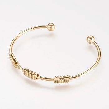 Brass Cuff Bangle, Real 18K Gold Plated, 1-3/4 inchx2-3/8 inch(47x59mm)