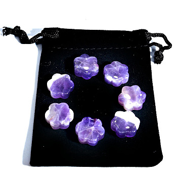 Natural Amethyst Flower Healing Stones, Reiki Stones for Energy Balancing Meditation Therapy, 16x6mm, 7pcs/bag