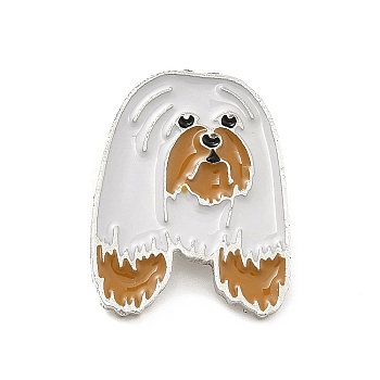 Dog Enamel Pin with Brass Butterfly Clutches, Alloy Badge for Backpack Clothing, Lhasa Apso, 24.5x19x10mm, Pin: 1.1mm