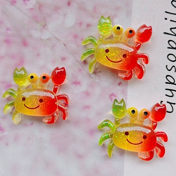 Marine Organism Theme Resin Cabochons, Colorful, Crab, 28x24mm