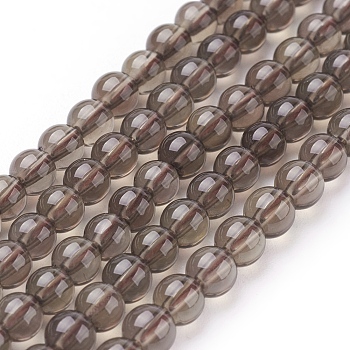 Smoky Quartz Beads Strands, Round, 4mm, Hole: 1mm, about 45pcs/strand, 8 inch