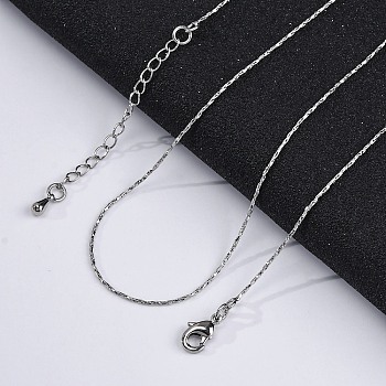 Brass Cardano Chain Necklaces for Women, With 304 Stainless Steel Lobster Clasp, Rack Plating, Lead Free & Cadmium Free, Long-Lasting Plated, Platinum, 17.91x0.04 inch(45.5x0.1cm)