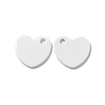Spray Painted 201 Stainless Steel Charms, Heart Charm, White, 10x9x1mm, Hole: 1.4mm