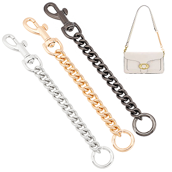 WADORN 3Pcs 3 Colors Iron Bag Curb Chains, Bag Strap Extender, with Alloy Swivel Eye Bolt Snap Hook & Jump Ring, Mixed Color, 16.4cm