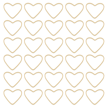 50Pcs Brass Linking Rings, Long-Lasting Plated, Real 24K Gold Plated, Heart, 12x13.5x1mm, Inner Diameter: 12.5x10mm