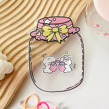 Cartoon Bottle Plastic Zip Lock Bags, Top Seal Reusable Bags for Candy Storage, Pink, 17x13cm, Unilateral Thickness: 5.5 Mil(0.14mm)