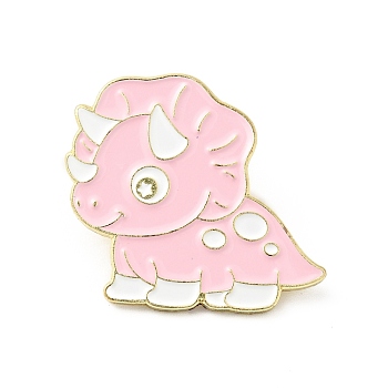 Cute Dinosaur Enamel Pin, Gold Plated Alloy Badge for Backpack Clothes, Triceratops Pattern, 25.5x27x1.5mm
