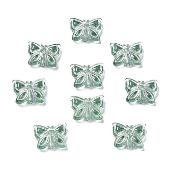 Plating Transparent Acrylic Beads, Metal Enlaced, Butterfly, Sea Green, 11x14.5x5mm, Hole: 1.8mm, about 740pcs/500g