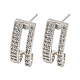 Brass with Clear Cubic Zirconia Stud Earrings(EJEW-B035-17P)-1