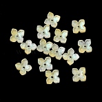 Dyed & Heated Glass Bead Caps, 4-Petal Flower, Yellow, 10x10x3.5mm, Hole: 1.4mm(GLAA-Z019-01F)