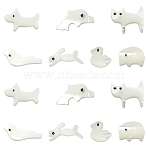 14Pcs 7 Styles Animal Theme Natural White Shell Beads Sets, Mixed Shapes, 6.5~11.5x9~16.5x2~2.5mm, Hole: 0.8~0.9mm, 2pcs/style(FIND-CJ0004-74)
