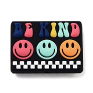 Silicone Beads, Mixed Shape, Smiling Face, 22x30x7mm, Hole: 2mm(SIL-M005-02B)