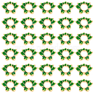 DICOSMETIC 30Pcs Alloy Enamel Bead Frame, Lotus Flower, Green, Golden, 14x19x4mm, Hole: 1.6mm, Inner: 6mm(FIND-DC0002-48)