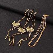 Sheep Long Adjustable Alloy Rhinestone Lariat Necklaces, with Brass Snake Chain, Golden, 38.6 inches(NJEW-F194-04G)