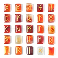 Rectangle Natural Natural Carnelian Rune Stones, Healing Stones for Chakras Balancing, Crystal Therapy, Meditation, Reiki, Divination, 20x15mm, 25pcs/set.(PW-WG62729-05)