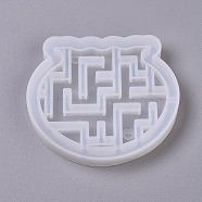 Shaker Mold, DIY Quicksand Jewelry Silicone Molds, Resin Casting Molds, For UV Resin, Epoxy Resin Jewelry Making, Fish Tank with Labyrinth, White, 61.5x70.5x7.5mm(X-DIY-WH0152-18)