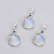 Opalite Pendants, with Platinum Tone Brass Findings, Swan, 30.8x18.8x8.5mm, Hole: 7x5mm(G-L512-N26)