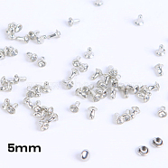 Brass Rhinestone Rivets, Caps and Studs, for Leather Craft DIY Making, Platinum, Flat Round, Crystal, Stud: 5x5.5mm, Cap: 5.5x3mm(KK-WH0035-13A)