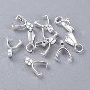 304 Stainless Steel Ice Pick Pinch Bails, Silver, 9x6.5x3.5mm, Hole: 2mm, Pin: 0.8x0.5mm(STAS-K210-17A-S)