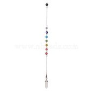 Bullet & Round Gemstone Dowsing Pendulums, with 304 Stainless Steel Cable Chains, Stainless Steel Color, 298mm, Hole: 2mm(PALLOY-JF02034-02)