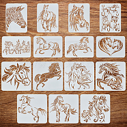 PET Hollow Out Drawing Painting Stencils, for DIY Scrapbook, Photo Album, Horse, 210~300x297~300mm, 15pcs/set(DIY-WH0394-0266)