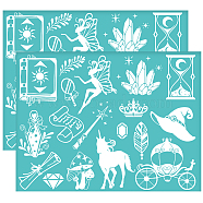 Self-Adhesive Silk Screen Printing Stencil, for Painting on Wood, DIY Decoration T-Shirt Fabric, Turquoise, Mixed Shapes, 280x220mm(DIY-WH0338-255)