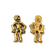 Halloween Jewelry, Alloy Cabochons, Nail Art Decoration Accessories for Women, Human Skeleton, Antique Golden, 10.7x5.5x1.3mm(X-MRMJ-WH0058-31AG)