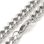 Non-Tarnish 201 Stainless Steel Cuban Link Chain Necklaces for Women and Men, Stainless Steel Color, 17.91 inch(45.5cm)(NJEW-F322-13P-01)