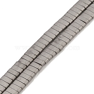 Electroplated Frosted Non-magnetic Synthetic Hematite Beads Strands, Rectangle, 2-Hole, Silver Plated, 5x2x2mm, Hole: 0.8mm, about 193pcs/strand, 8.27 inch(21cm)(G-G089-A01-09)
