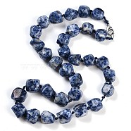 Natural Blue Spot Jasper Nuggets Beaded Necklaces for Women Men, 20.08~21.26 inch(51~54cm)(NJEW-K388-01M)