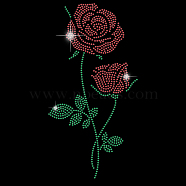 Glass Hotfix Rhinestone, Iron on Appliques, Costume Accessories, for Clothes, Bags, Pants, Rose Pattern, 297x210mm(DIY-WH0303-077)