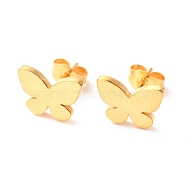 Ion Plating(IP) 304 Stainless Steel Stud Earrings, Butterfly, Golden, 9x12mm, Pin: 0.8mm(X-EJEW-C001-14G)