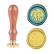 Wax Seal Stamp Set, Sealing Wax Stamp Solid Brass Head,  Wood Handle Retro Brass Stamp Kit Removable, for Envelopes Invitations, Gift Card, 80x22mm(AJEW-WH0131-805)