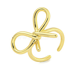 Rack Plating Brass Bowknot Open Cuff Rings for Women, Cadmium Free & Lead Free, Long-Lasting Plated, Real 18K Gold Plated, Adjustable(RJEW-F162-09G)