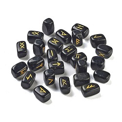 Rectangle Natural Obsidian Rune Stones, Healing Stones for Chakras Balancing, Crystal Therapy, Meditation, Reiki, Divination, 15~16x11~12x11~11.5mm, 25pcs/set(G-Z059-01G)